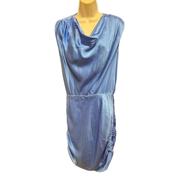 AMANDA UPRICHARD Winslow 100% Silk Dress in Atlantic Blue NWT Size Medium - Picture 2 of 5